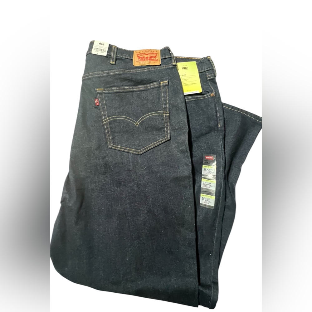 Levi's Flex 52x32 Big Tall 511 Slim Stretch Fit Mens Blue Denim Jeans NEW w Tags
